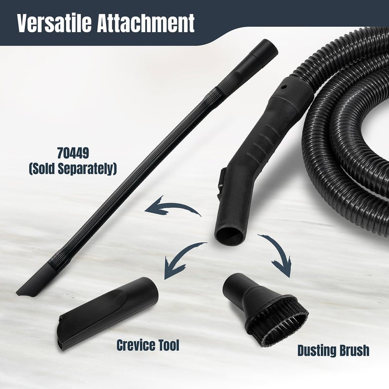 POWERTEC ملحق مكنسة المتجر وأداة الشق المرنة مجموعة 6 قطع لمكنسة الرطب والجاف مع مدخل 2-1/4 بوصة، مجموعة ملحقات مكنسة المتجر لتنظيف ورشة العمل وتفاصيل السيارة (70481) - Image 2